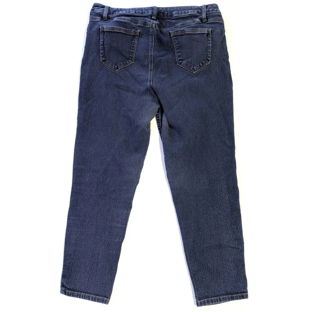1822 Denim Womens Dark Wash Slim Straight Leg Jeans Size 16 Blue Stretch Indigo